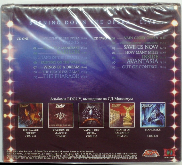 EDGUY - BURNING DOWN THE OPERA (2CD)