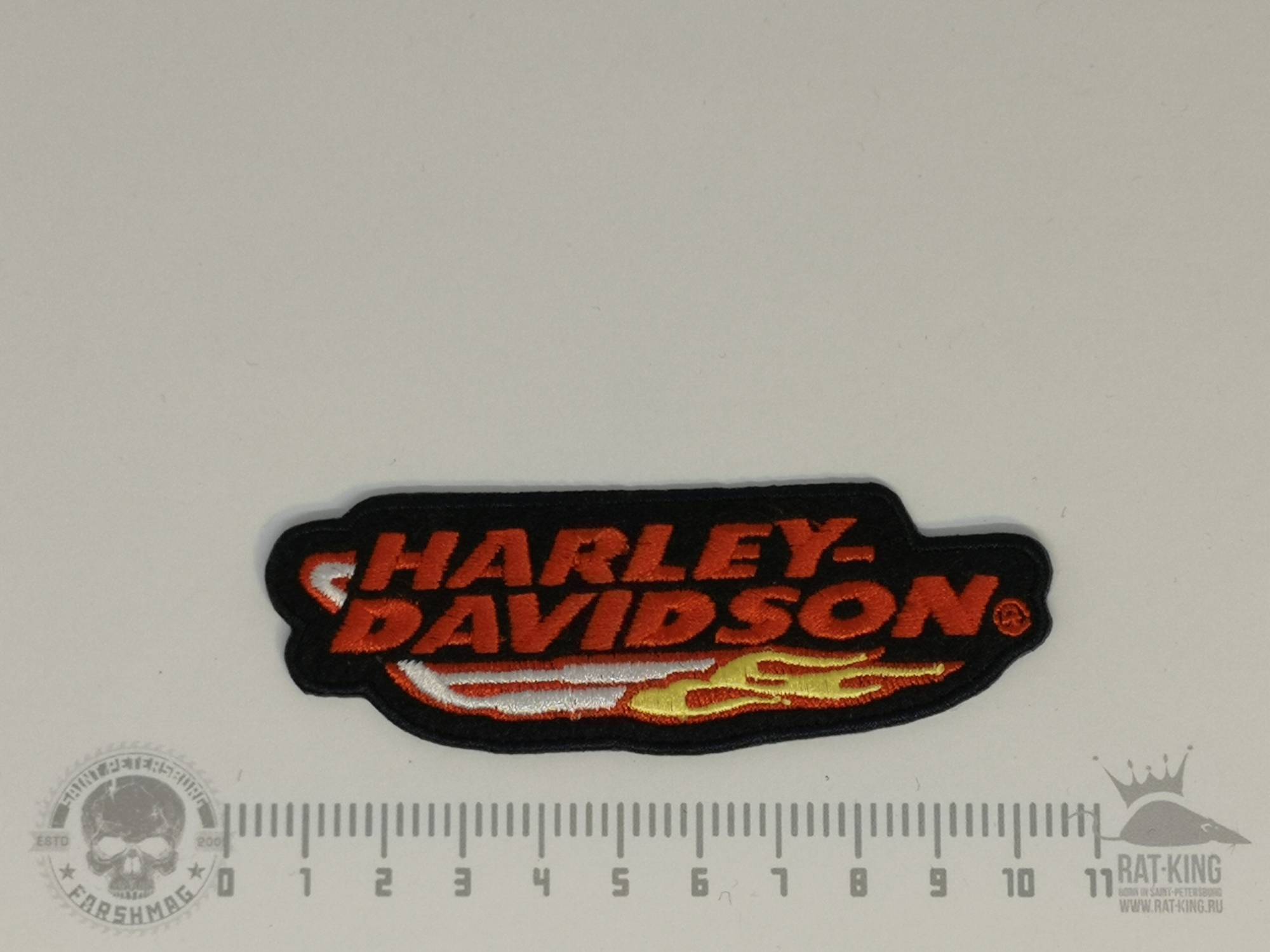 нашивка - HARLEY DAVIDSON (глушитель с огнем)
